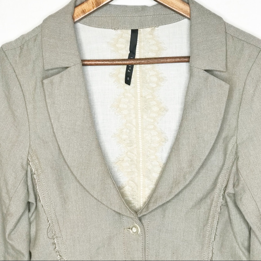 Poleci Distressed Button Front Jacket Blazer 8 - image 2